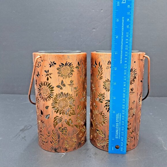 Sunflower Solar Lanterns-Set of 2- Hanging Light-LED-Outdoor Garden Lamp - Decor - Picture 8 of 9